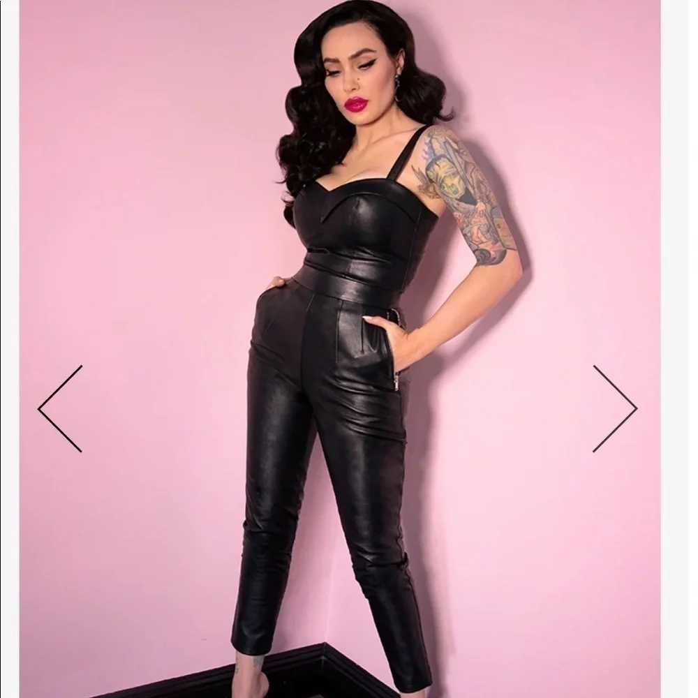 Nwt Vixen by Micheline Pitt Bad Girl Vegan Leather Cigarette Pants - Picture 4 of 15